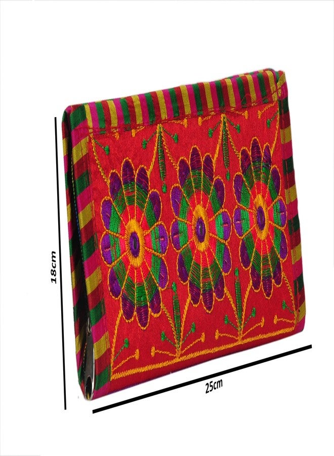SuneshCreation Maroon Traditional handcrafted jaipuri gujrati Clutch or Purse for Women's & Girls - Image 4